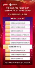 喜訊 | 威勝集團(tuán)榮獲2024中國電力電氣“智能計量周轉(zhuǎn)柜十大品牌”榮譽(yù)
